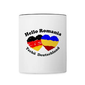 Umzug nach Rumänien - Tasse zweifarbig - Weiß/Schwarz - Vorne