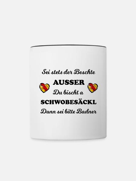 Die Badner und Schwobesäckl - Tasse zweifarbig - Weiß/Schwarz