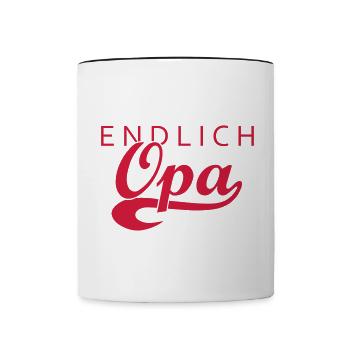 Endlich Opa - Farbwechsel - Tasse zweifarbig - Weiß/Schwarz - Vorne