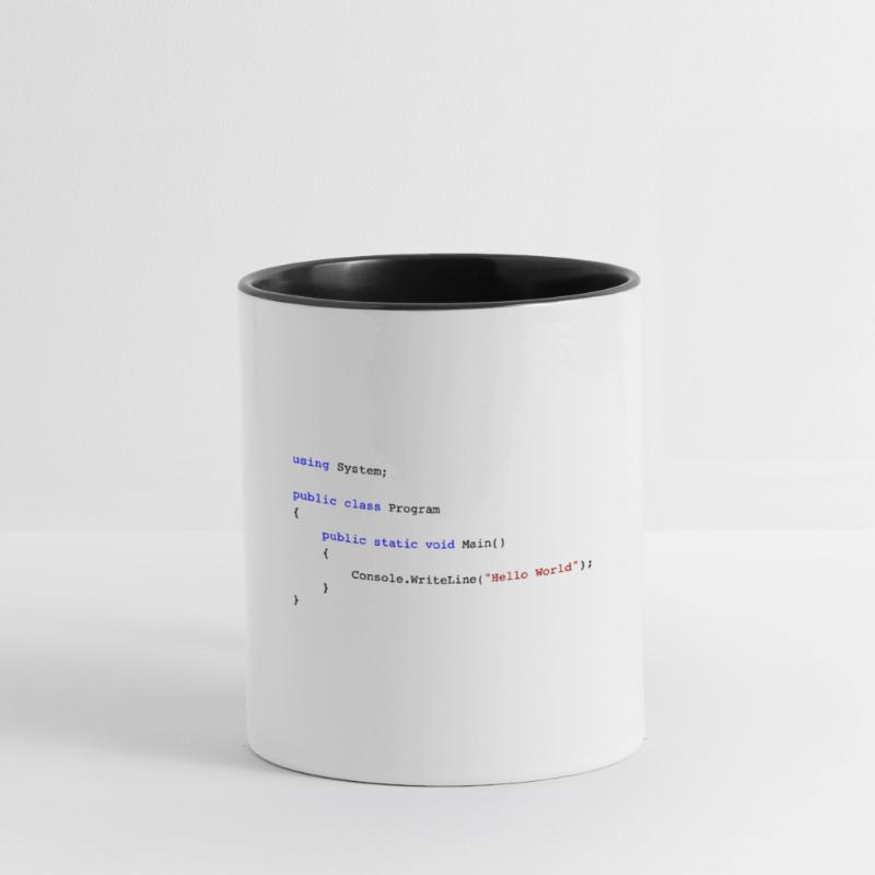 C# .NET Code Hello World Programmierer Geschenk Tasse zweifarbig