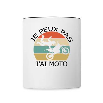 J'Peux Pas J'ai Motocross Cadeau Motard Moto Cross - Mug contrasté - blanc/noir - Devant