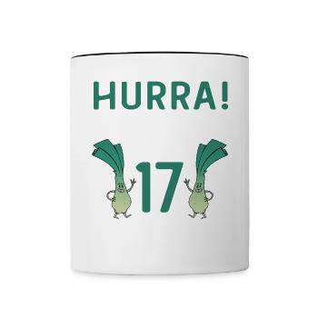Hurra der Lauch wird 17 - Tasse zweifarbig - Weiß/Schwarz - Vorne