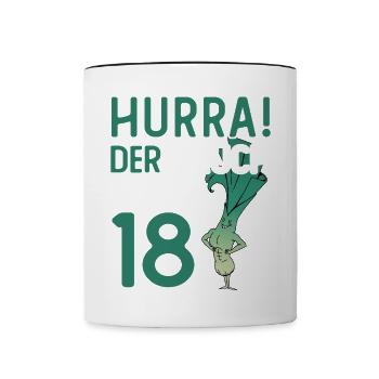 Hurra der Lauch wird 18 - Tasse zweifarbig - Weiß/Schwarz - Vorne