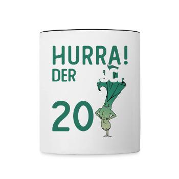 Hurra der Lauch wird 20 - Tasse zweifarbig - Weiß/Schwarz - Vorne