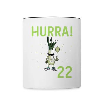 Hurra der Lauch wird 22 - Tasse zweifarbig - Weiß/Schwarz - Vorne