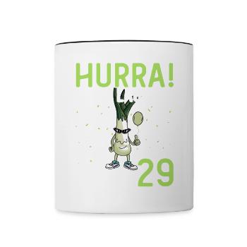 Hurra der Lauch wird 29 - Tasse zweifarbig - Weiß/Schwarz - Vorne