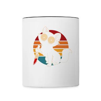 Chat fou avec couteau - Mug contrasté - blanc/noir - Devant
