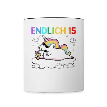 Endlich 15 Meine Eltern Wohnen Immer Noch Bei Mir - Tasse zweifarbig - Weiß/Schwarz - Vorne