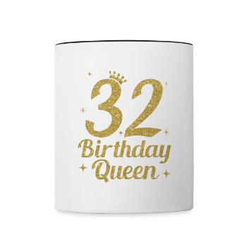 Anniversaire Reine 32 - Mug contrasté - blanc/noir - Devant
