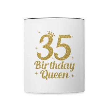 Anniversaire Reine 35 - Mug contrasté - blanc/noir - Devant