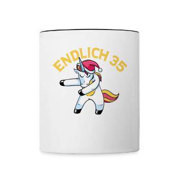 Endlich 35 Jetzt muss ich noch Erwachsen werden - Tasse zweifarbig - Weiß/Schwarz - Vorne