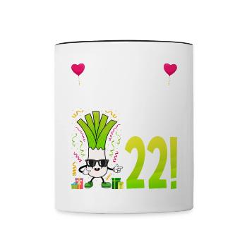 Hurra der Lauch wird 22 - Tasse zweifarbig - Weiß/Schwarz - Vorne