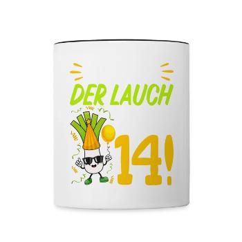 Hurra der Lauch wird 14 Geburtstag - Tasse zweifarbig - Weiß/Schwarz - Vorne