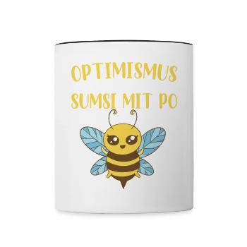 Optimismus Sumsi mit Po - Tasse zweifarbig - Weiß/Schwarz - Vorne