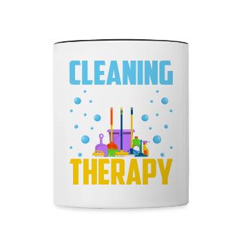 Le nettoyage est ma thérapie - Mug contrasté - blanc/noir - Devant