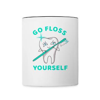 Allez passer la soie dentaire vous-même - Mug contrasté - blanc/noir - Devant