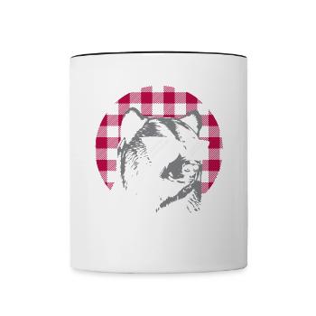 Red Buffalo Plaid Bär - Tasse zweifarbig - Weiß/Schwarz - Vorne