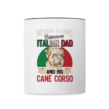 Papa italien et son Cane Corso - Mug contrasté - blanc/noir - Devant