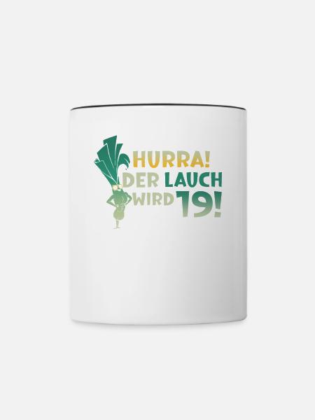 Hurra der Lauch wird 19 - Tasse zweifarbig - Weiß/Schwarz