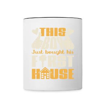 Ce garçon vient d’acheter sa première maison - Mug contrasté - blanc/noir - Devant