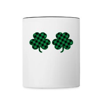 Kleeblatt Brüste - Tasse zweifarbig - Weiß/Schwarz - Vorne