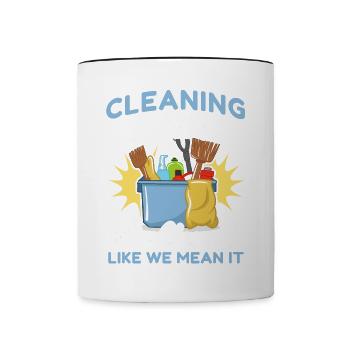 Cleaning Crew - Tasse zweifarbig - Weiß/Schwarz - Vorne