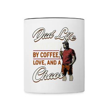 Dad Life Powered By Coffee - Contrasting Mug - white/black - Front