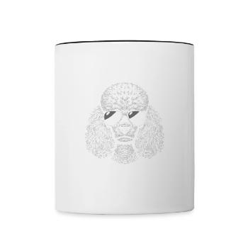 Papa caniche - Mug contrasté - blanc/noir - Devant