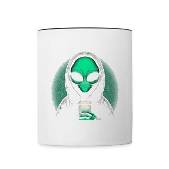 Avant de poser la question : Non - Mug contrasté - blanc/noir - Devant
