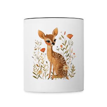 Fleurs Cerf - Mug contrasté - blanc/noir - Devant
