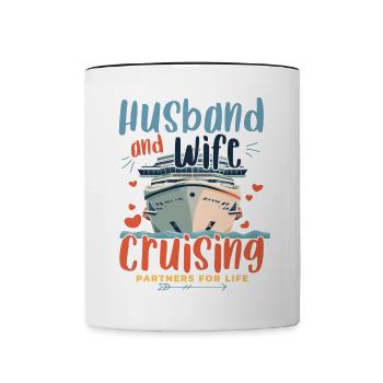 Mari Femme Partenaires de croisière pour la vie - Mug contrasté - blanc/noir - Devant