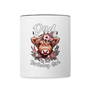 Papa de la fille d’anniversaire - Mug contrasté - blanc/noir - Devant