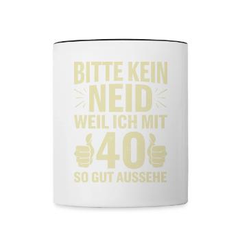 Please No Envy 40th Birthday - Contrasting Mug - white/black - Front