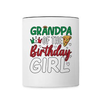 Papi de la fille d’anniversaire - Mug contrasté - blanc/noir - Devant