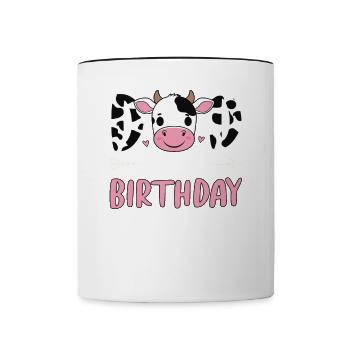 Papa de la fille d’anniversaire - Mug contrasté - blanc/noir - Devant