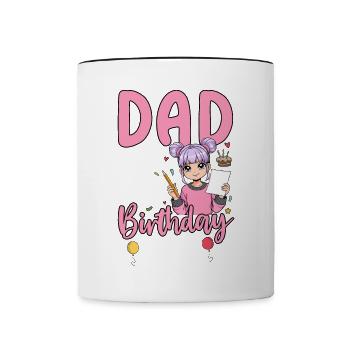 Papa de la fille d’anniversaire - Mug contrasté - blanc/noir - Devant