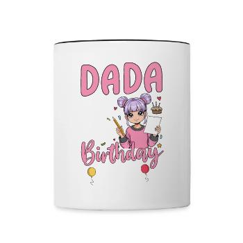 Dada Of The Birthday Girl - Contrasting Mug - white/black - Front