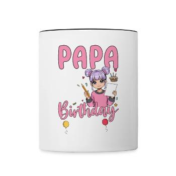 Papa Of The Birthday Girl - Contrasting Mug - white/black - Front