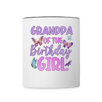 Papi de la fille d’anniversaire - Mug contrasté - blanc/noir - Devant
