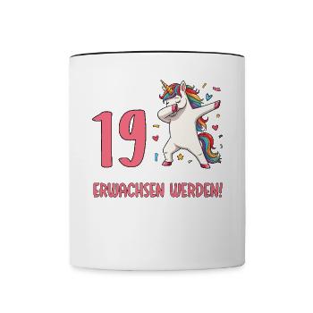 Finally 19 Now just growing up - Contrasting Mug - white/black - Front