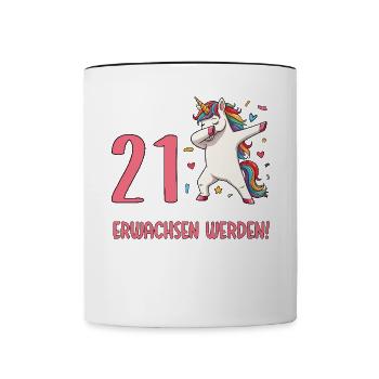 Finally 21 Now just growing up - Contrasting Mug - white/black - Front