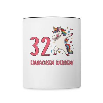 Finally 32 Now just growing up - Contrasting Mug - white/black - Front