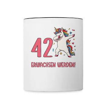 Finally 42 Now just growing up - Contrasting Mug - white/black - Front