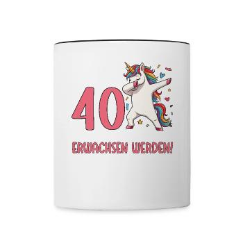 Finally 40 Now just growing up - Contrasting Mug - white/black - Front