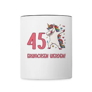 Finally 45 Now just growing up - Contrasting Mug - white/black - Front