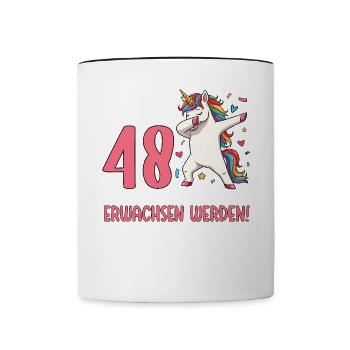 Finally 48 Now just growing up - Contrasting Mug - white/black - Front