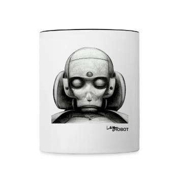 Scetch d’un robot de rêve masculin triste - Mug contrasté - blanc/noir - Devant