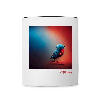 Eleganter einsamer Robotervogel wartet - Tasse zweifarbig - Weiß/Schwarz - Vorne