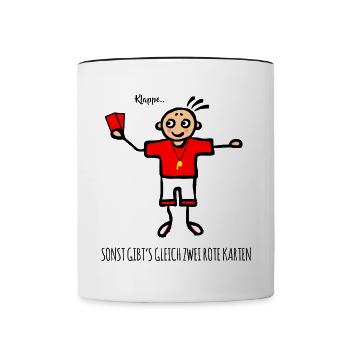 Schiedsrichter Zwei Rote Karten - Tasse zweifarbig - Weiß/Schwarz - Vorne