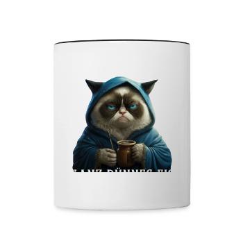 Guten Morgen Ganz dünnes Eis - Katze - Tasse zweifarbig - Weiß/Schwarz - Vorne